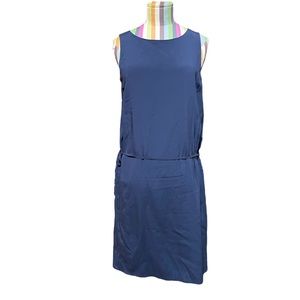 Vince Silk Navy Blue Sleeveless Dress 0850